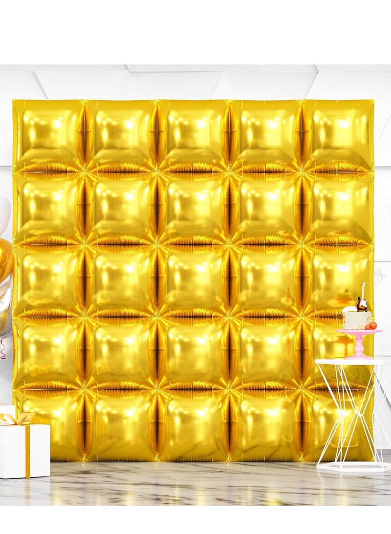 25 قطعة من البالونات المربعة المزدوجة، بالونات من رقائق معدنية مربعة ذهبية وفضية، خلفية جدارية، (19 بوصة) لحفلات توديع العزوبية، الزفاف، الذكرى السنوية، ديكور خلفية لحفلات أعياد الميلاد - Image 2