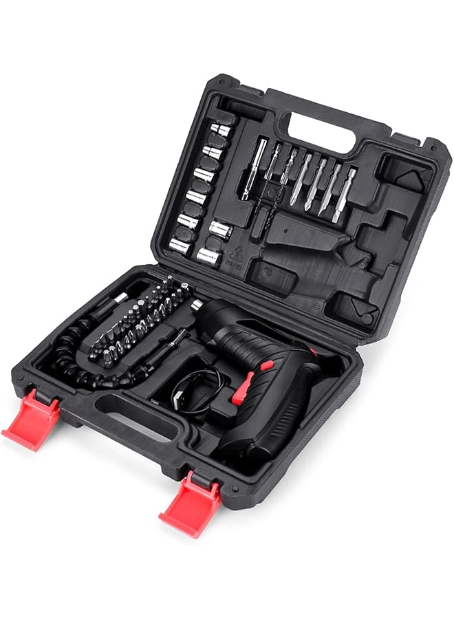 erorex Electric Screwdriver 4.2V Cordless Screwdriver Rechargeable With 44Pcs Screwdriver Bit Set Front Led Light Flexible Shaft Carrying Case Easy For Small Home Projects Micro Usb - Image 1