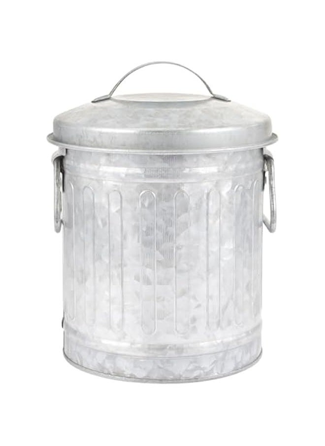 Galvanized Canister Mini Trash Can, Small Galvanized Trash Can with Lid, Table Top Trash Can, Fireplace Ash Can, Pen Holder for Kitchen Countertop, Bedroom, Home Office  - Image 1