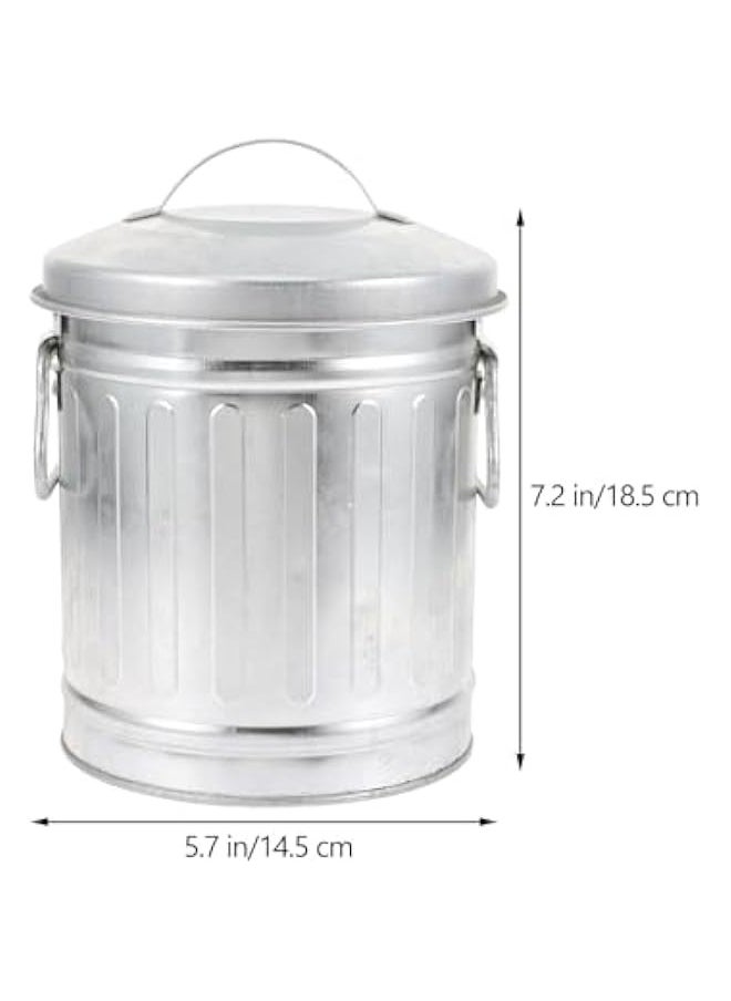 Galvanized Canister Mini Trash Can, Small Galvanized Trash Can with Lid, Table Top Trash Can, Fireplace Ash Can, Pen Holder for Kitchen Countertop, Bedroom, Home Office  - Image 3