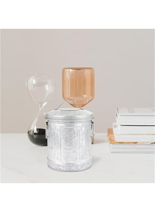 Galvanized Canister Mini Trash Can, Small Galvanized Trash Can with Lid, Table Top Trash Can, Fireplace Ash Can, Pen Holder for Kitchen Countertop, Bedroom, Home Office  - Image 4