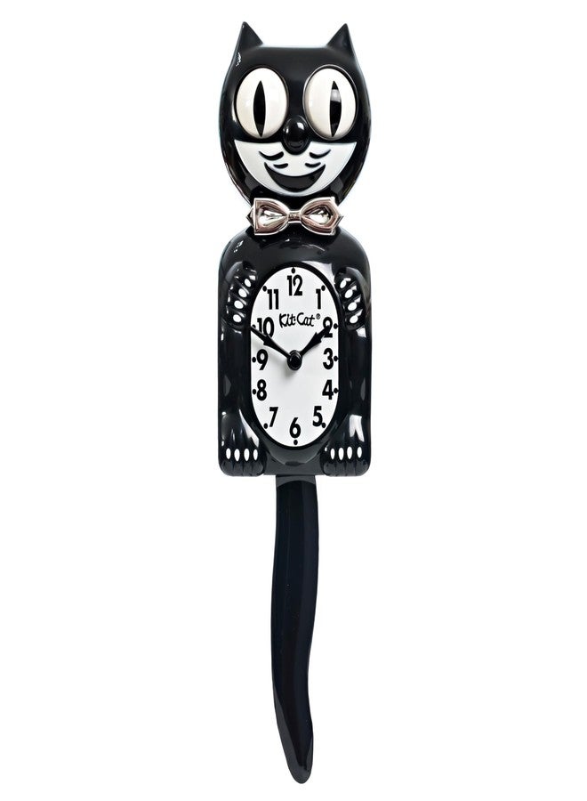 Kit Cat Klock Kit-Cat Tuxedo Clock, Limited Edition Anniversary, Black with Chrome Bow Tie, Classic Moving Eyes and Tail - Image 1