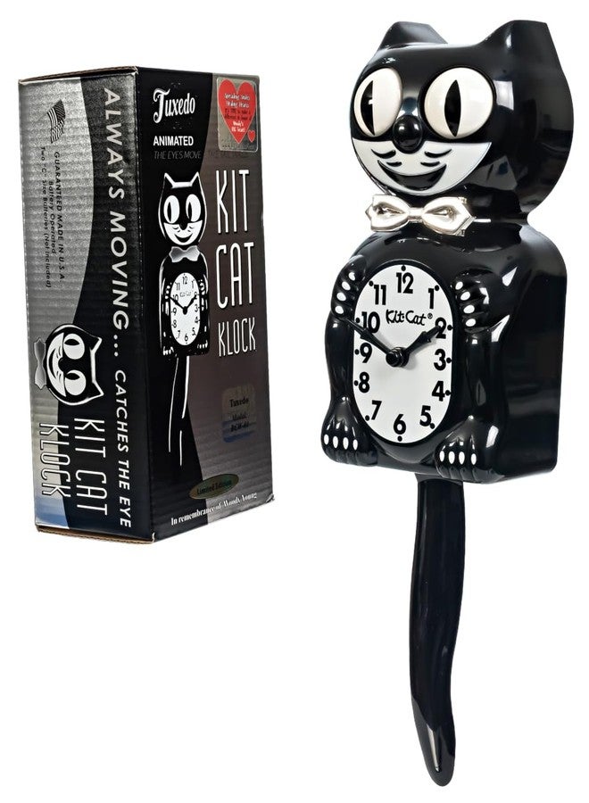 Kit Cat Klock Kit-Cat Tuxedo Clock, Limited Edition Anniversary, Black with Chrome Bow Tie, Classic Moving Eyes and Tail - Image 2