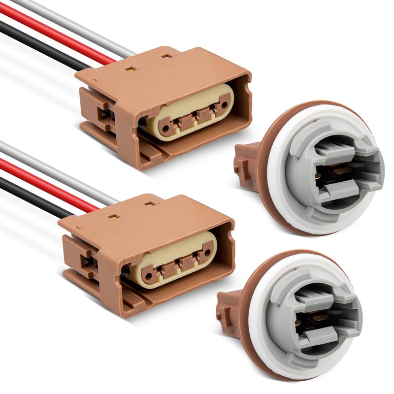 RED WOLF 2U5Z13411SA Turn Signal Light Socket with 3 Wire Pigtail YF1Z13411CA Fit for 2004-2013 Ford F250/F350 Super Duty Escape Focus Mustang Ranger Explorer Tailight Headlight Brake Lamp Adapter - Image 1