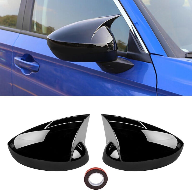Moonlinks Compatible with 2022 2023 2024 Honda Civic Side Ox Horn Mirror Cover ReplacementGlossy Black LH RH Side Door Exterior Rearview Mirror Cap Trim for 11th Gen Civic 1 Pair