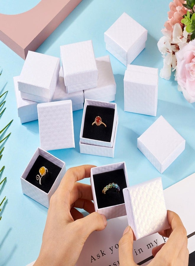 Craftdady 12 Pack White Ring Boxes, 1.97 x 1.97 x 1.18 Inch Small Jewelry Boxes Diamond Pattern Square Cardboard Jewelry Boxes Small Earring Packing Boxes for Festival Jewelry Display Present Packing - Image 4