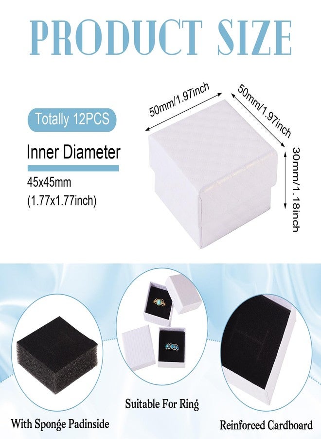 Craftdady 12 Pack White Ring Boxes, 1.97 x 1.97 x 1.18 Inch Small Jewelry Boxes Diamond Pattern Square Cardboard Jewelry Boxes Small Earring Packing Boxes for Festival Jewelry Display Present Packing - Image 3