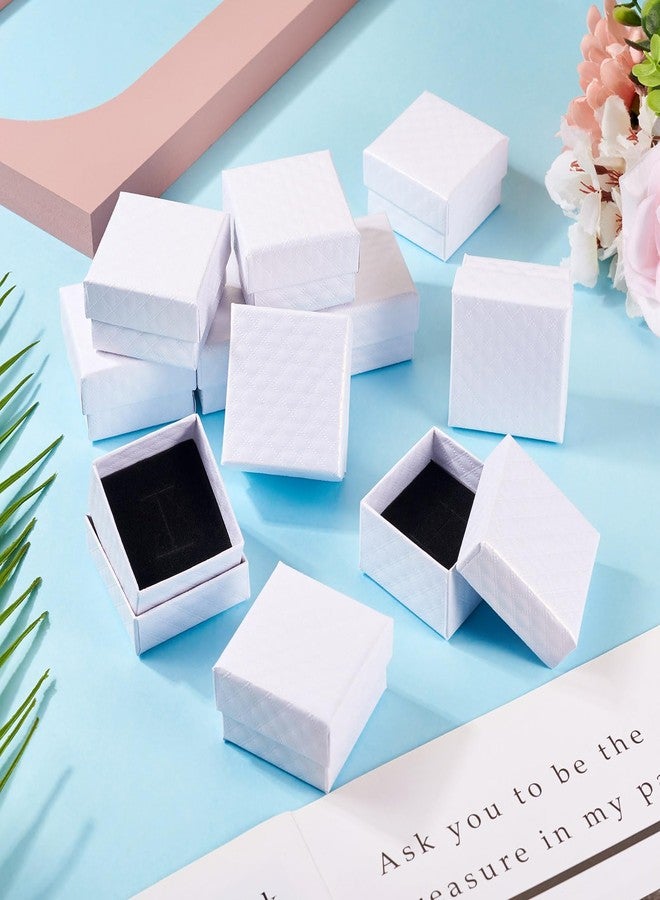Craftdady 12 Pack White Ring Boxes, 1.97 x 1.97 x 1.18 Inch Small Jewelry Boxes Diamond Pattern Square Cardboard Jewelry Boxes Small Earring Packing Boxes for Festival Jewelry Display Present Packing - Image 5