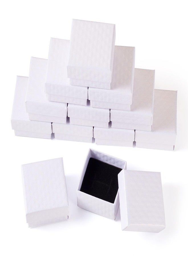 Craftdady 12 Pack White Ring Boxes, 1.97 x 1.97 x 1.18 Inch Small Jewelry Boxes Diamond Pattern Square Cardboard Jewelry Boxes Small Earring Packing Boxes for Festival Jewelry Display Present Packing - Image 1
