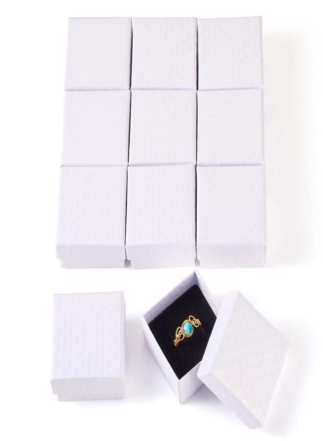 Craftdady 12 Pack White Ring Boxes, 1.97 x 1.97 x 1.18 Inch Small Jewelry Boxes Diamond Pattern Square Cardboard Jewelry Boxes Small Earring Packing Boxes for Festival Jewelry Display Present Packing - Image 2