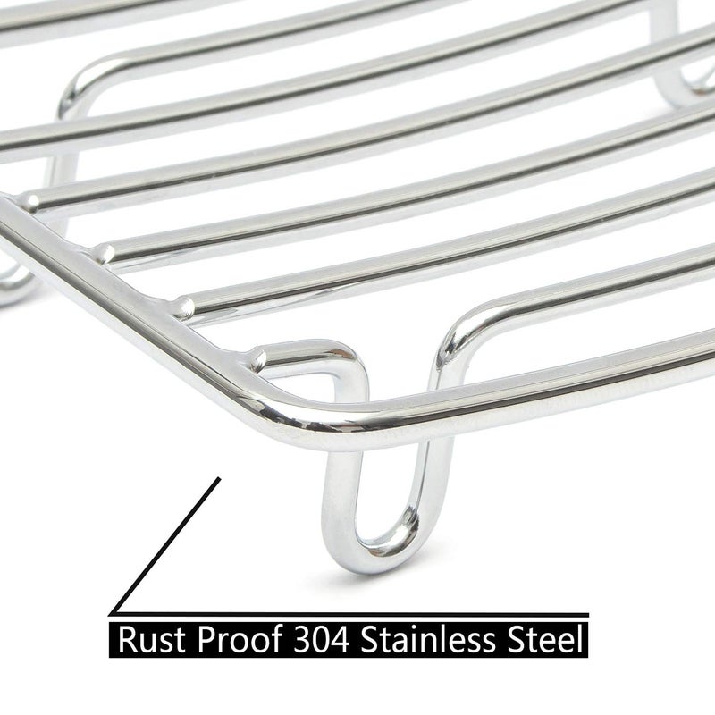 GUUKAR Bar Soap Dish Holder for Shower Bathroom Stainless Steel Rust Proof Self Draining with White Soap Saver Pad - Image 3