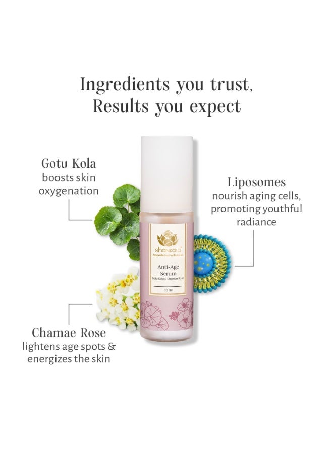 Shankara Anti Age Luxury Serum with Gotu Cola & Bakuchi for Dry & Dehydrated Skin| Face Serum for Improving Skin Elasticity & Natural Skin Renewal | Ayurvedic Age Defying Formula for Youthful & Healthy Skin | For All Skin Types-30ml - Image 3