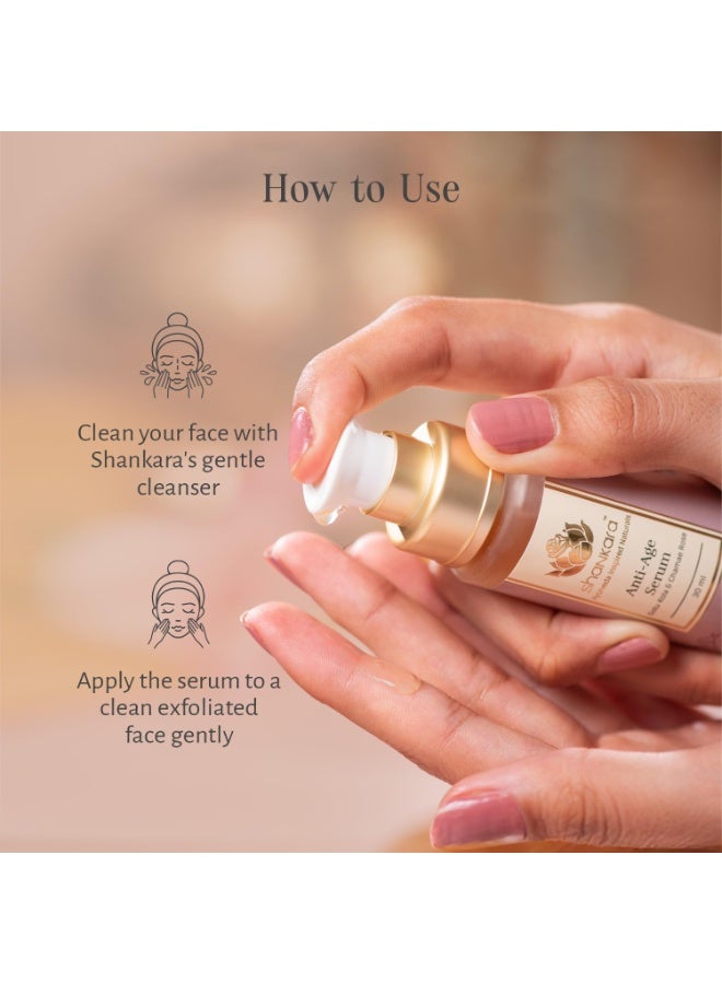 Shankara Anti Age Luxury Serum with Gotu Cola & Bakuchi for Dry & Dehydrated Skin| Face Serum for Improving Skin Elasticity & Natural Skin Renewal | Ayurvedic Age Defying Formula for Youthful & Healthy Skin | For All Skin Types-30ml - Image 2