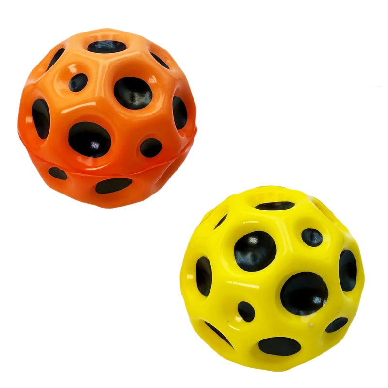 Buko Super Infinity Crazy Bounce Moon Ball: Ultimate Grip and Catch, Enhances Hand-Eye Coordination (Pack of 2 (Orange-Yellow) - Image 1
