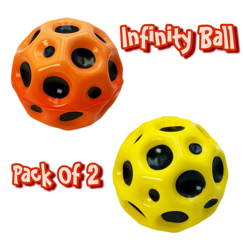 Buko Super Infinity Crazy Bounce Moon Ball: Ultimate Grip and Catch, Enhances Hand-Eye Coordination (Pack of 2 (Orange-Yellow) - Image 2