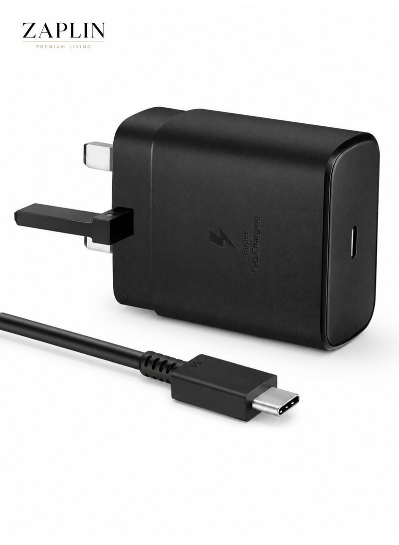 ZapLin Fast Charger for Samsung Galaxy Charger Head with Charging Cable 45 watts, S23 Ultra S23 Plus S23 S23 S22 Ultra S22 S21 Ultra S21 S21 A54 A53 A52 A32-45W with Type-C  fast Cable - Image 1