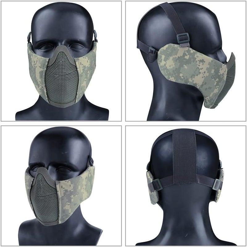 Aoutacc Foldable Airsoft Mesh Mask, Nylon Military Tactical Half Face Mesh Masks with Ear Cover Protection Adjustable CS Protective Lower Guardfor Mask CS Hunting Paintball Shooting - Image 5