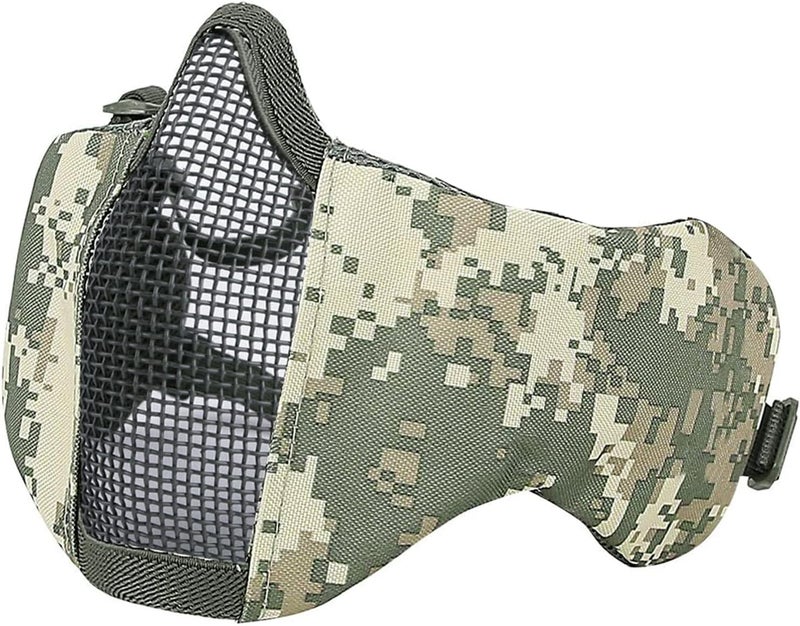 Aoutacc Foldable Airsoft Mesh Mask, Nylon Military Tactical Half Face Mesh Masks with Ear Cover Protection Adjustable CS Protective Lower Guardfor Mask CS Hunting Paintball Shooting - Image 1