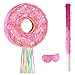 Suilung Pink Donut Piata with String Bat and Blindfold Multicolor Colorful Small Piata for Reveal Shower Donut Grow up Theme Party Birthday Anniversary Party 126 x 126 x 315 Inch - Image 2