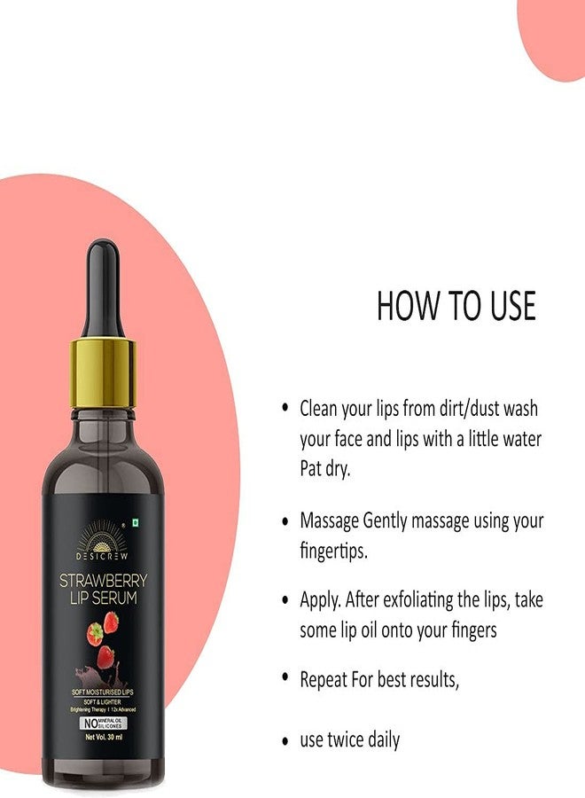 Desicrew Strawberry Pink Lip Serum Oil For Strawberry Flavour, Lip Shine, Glossy, Soft With Moisturizer For Men & Women(30 ml) - Image 4