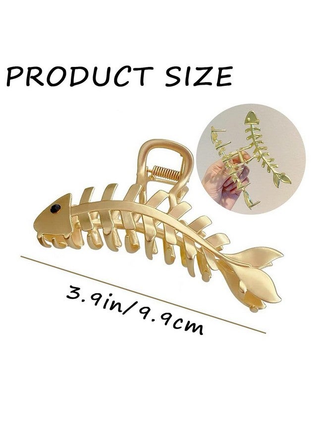 KuuGuu 4 PCS Fish Bone Shape Hair Claw Clips Large Metal Non-Slip Hair Clip Stylish Elegant Hair Accessories for Thick & Thin Hair, Women's and Girls（Gold, Silver, Black, Rose Gold) - Image 2