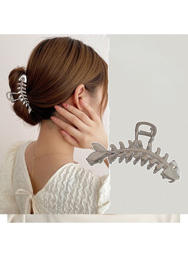 KuuGuu 4 PCS Fish Bone Shape Hair Claw Clips Large Metal Non-Slip Hair Clip Stylish Elegant Hair Accessories for Thick & Thin Hair, Women's and Girls（Gold, Silver, Black, Rose Gold) - Image 5