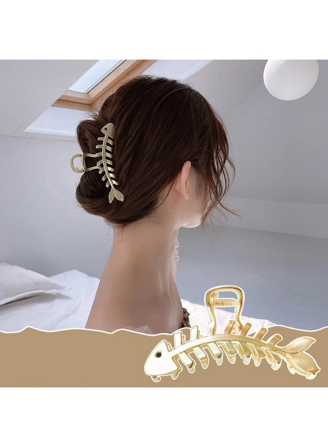 KuuGuu 4 PCS Fish Bone Shape Hair Claw Clips Large Metal Non-Slip Hair Clip Stylish Elegant Hair Accessories for Thick & Thin Hair, Women's and Girls（Gold, Silver, Black, Rose Gold) - Image 4
