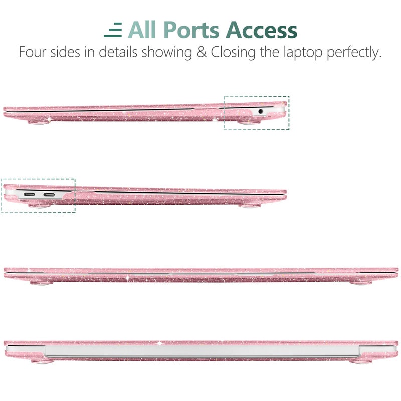 DONGKE for MacBook Air 13 inch Case 2021-2018 Release A2337 M1 A2179 A1932, Bling Plastic Hard Shell Case & Keyboard Cover Only Compatible with MacBook Air 13 inch Retina Fits Touch ID, Sparkly Pink - Image 5