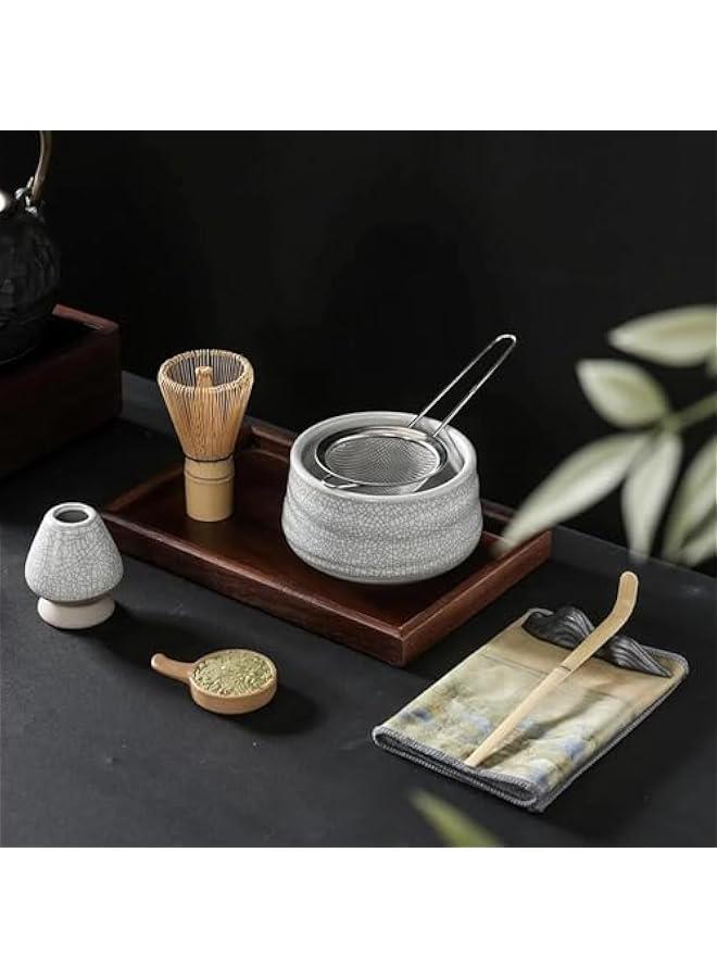 HOOKOR 7Pcs Matcha Whisk Set, Japanese Tea Set, Include Matcha Bowl, Matcha Bamboo Whisk, Scoop, Stainless Steel Tea Sifter, Whisk Holder, Matcha Whisk Set, Matcha Green Tea Making Kit (Dark Green) - Image 2