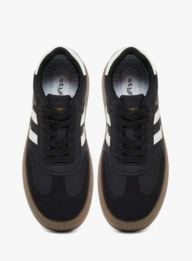 Styli black Women Black Platform Sneakers for Women | Best Price UAE