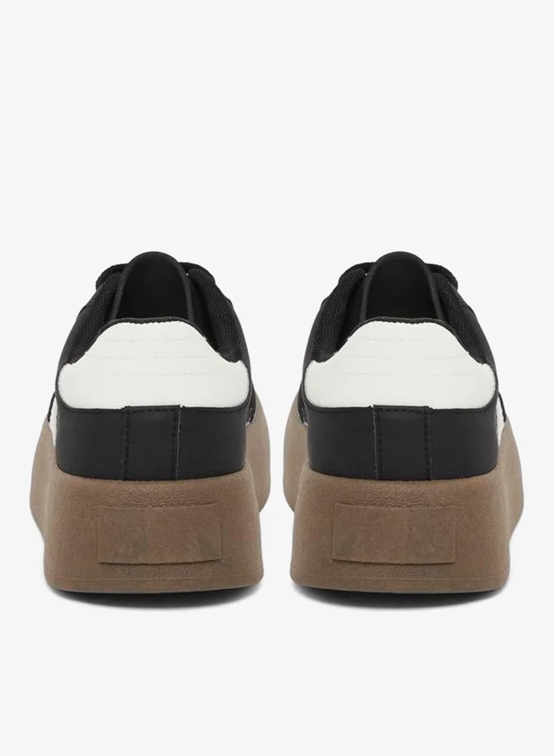 Styli black Women Black Platform Sneakers for Women | Best Price UAE