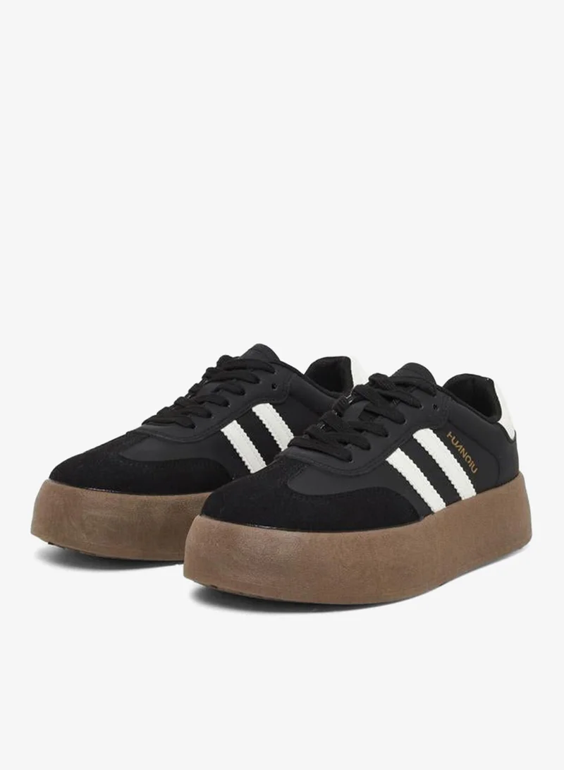 Styli black Women Black Platform Sneakers for Women | Best Price UAE
