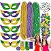 MGparty 168 PCS Mardi Gras Accessories Masks Beads Necklaces Coins Tattoos Carnival Parade Masquerade Party Decorations Supplies - Image 3