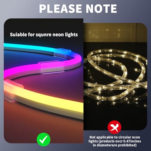 Hetyue Neon Rope Light Clips Mounting - 43Pcs Clear Waterproof LED Strip Clip Brackets - Adhesive Wall Mount Holder for Govee and Other Neon LED Lights Strips (Not Support H61A2 & H61A0) - Image 3