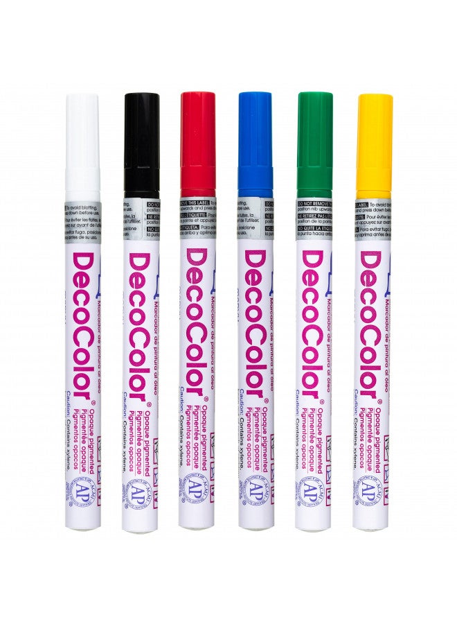 Uchida 200-6A 6-Piece Decocolor Fine Point Paint Marker Set