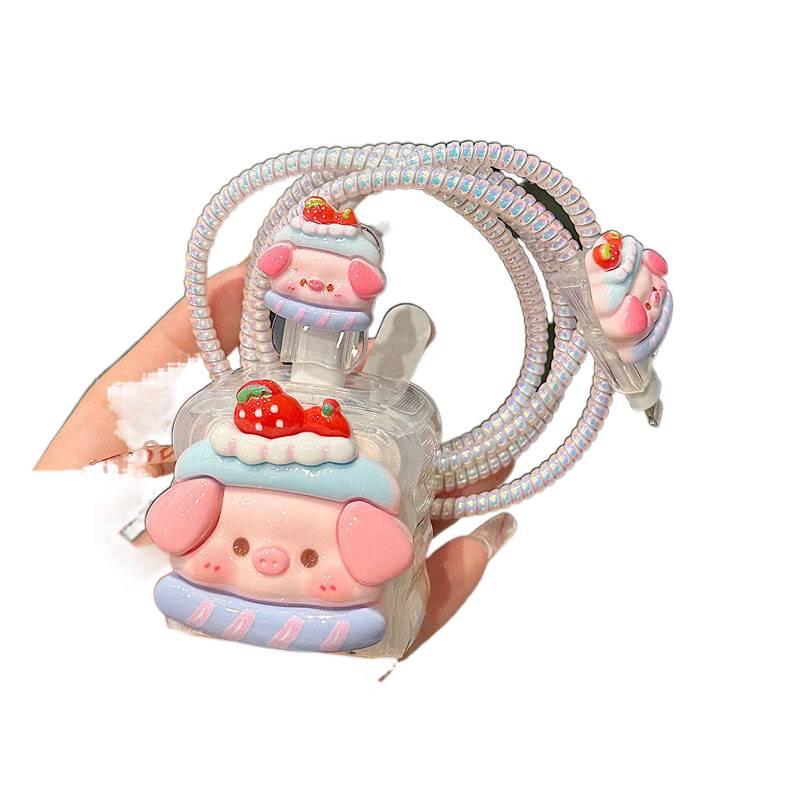 طقم حماية لرأس الشاحن وأطراف الكابل 20 واط مع TPU باللون أبيض وحماية من الانحناء للعناية اليومية بالكابل من مادة TPU - Lilac Ribbon - Image 5