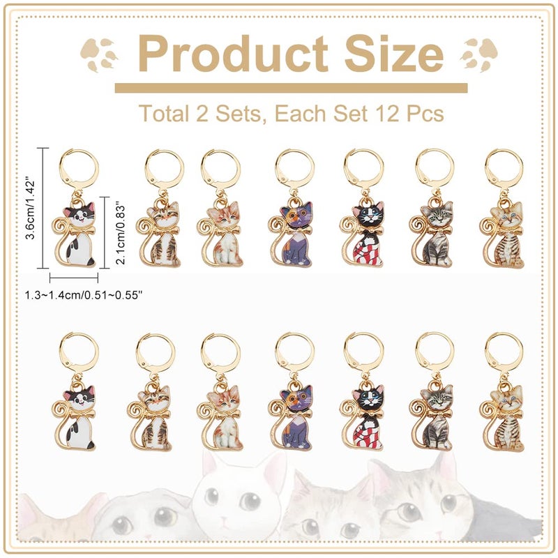 NBEADS 28 Pcs Cat Charm Stitch Markers, 7 Styles Alloy Enamel Cute Cat Crochet Charms Removable Locking Stitch Marker with 304 Stainless Steel Clasp for Sewing Accessories Quilting Jewelry - Image 2