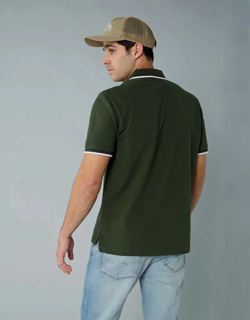 American Eagle AE Stretch Pique Tipped Polo Shirt