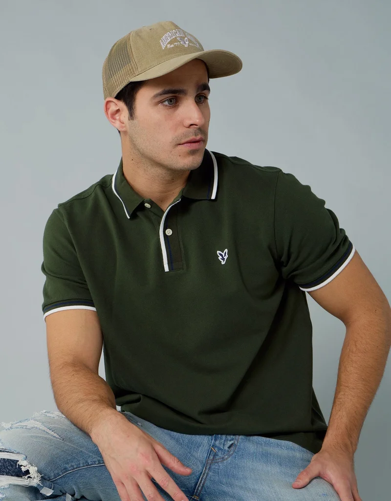 AE Stretch Pique Tipped Polo Shirt