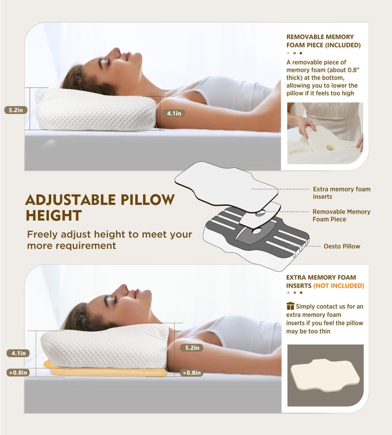 Osteo Cervical Pillow for Neck Pain Relief, Hollow Design Odorless Memory Foam Pillows with Cooling Case, Adjustable Orthopedic Bed Pillow for Sleeping, Support for Side Back Sleepers - Image 4