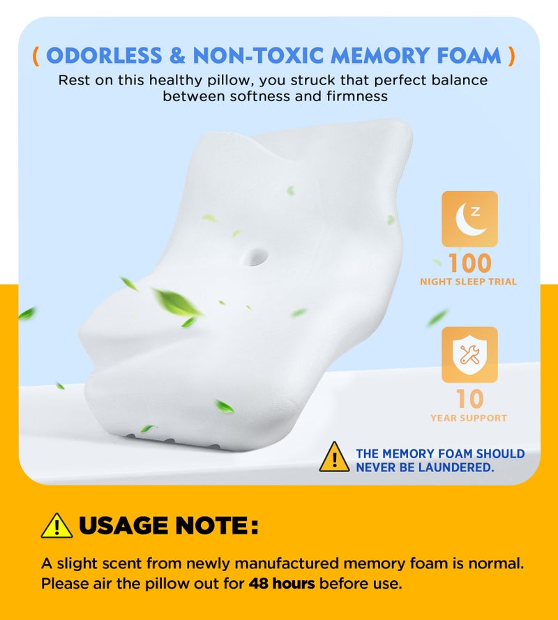 Osteo Cervical Pillow for Neck Pain Relief, Hollow Design Odorless Memory Foam Pillows with Cooling Case, Adjustable Orthopedic Bed Pillow for Sleeping, Support for Side Back Sleepers - Image 5
