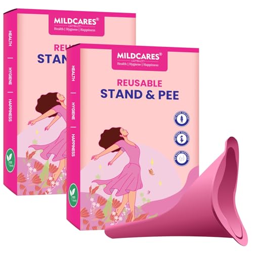 MildCares Reusable Female Urination Device – Stand & Pee Funnel for Women (Pack of 2) | Medical‑Grade Silicone | Hygienic, Leak‑Proof & Eco‑Friendly | Travel‑Friendly | Reduces UTI Risk | Suitable for Pregnancy & Joint Pain - Image 1