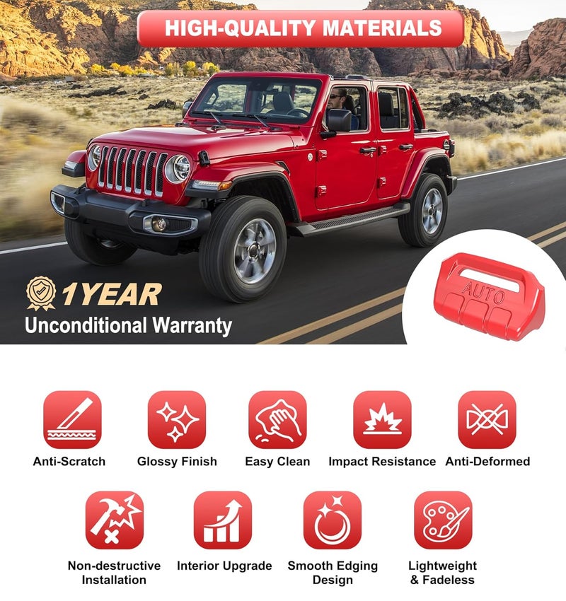 Eamplest Fits for Jeep JL 4 PCS Upgrade Window Switch Button Cover Compatible with Jeep Wrangler JL JLU 2024 2023 2022 2021 2020 2019 2018 & Gladiator JT 2020-2024 Interior Accessories(Bright Red) - Image 4
