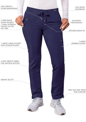 Adar Uniforms Addition Scrubs for Women - Skinny Leg Cargo Drawstring Pants - A6104 - Navy - L - Image 3