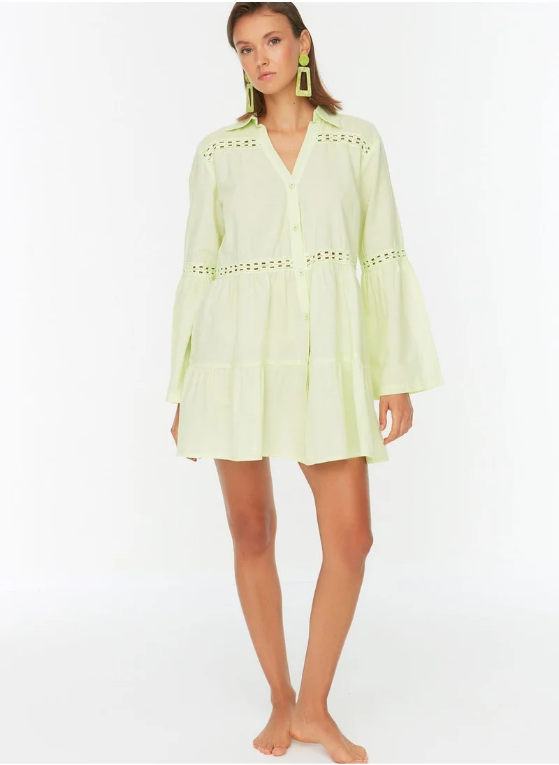 trendyol Flute Sleeve Button Detail Dress