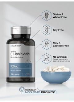 Horbaach Horbaach R-Lipoic Acid 100 mg | 120 Capsules | with Biotin Optimizer | Non-GMO, Gluten Free | Stabilized R-Lipoic Acid Supplement  - Image 5