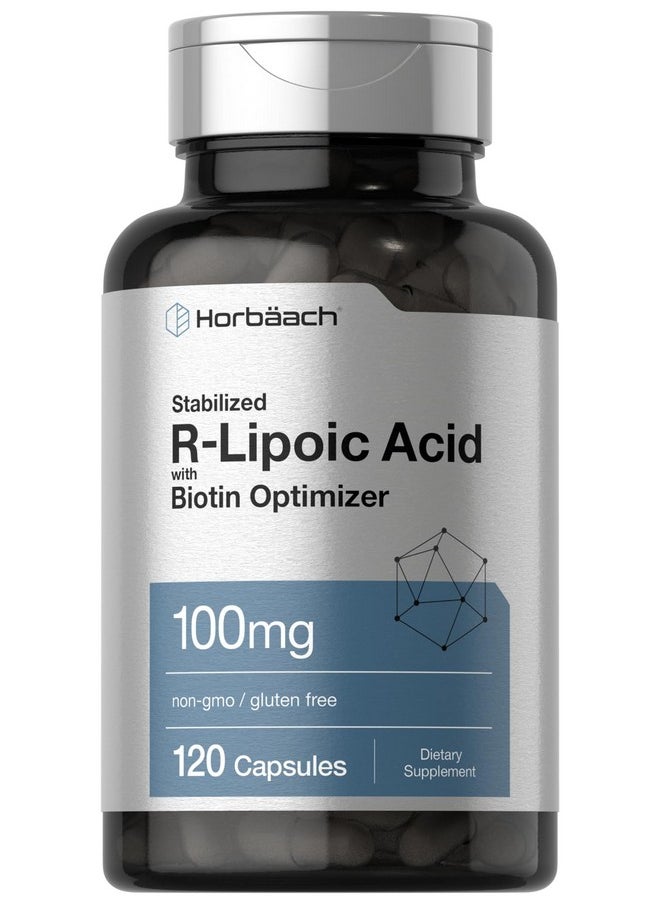 Horbaach Horbaach R-Lipoic Acid 100 mg | 120 Capsules | with Biotin Optimizer | Non-GMO, Gluten Free | Stabilized R-Lipoic Acid Supplement  - Image 1