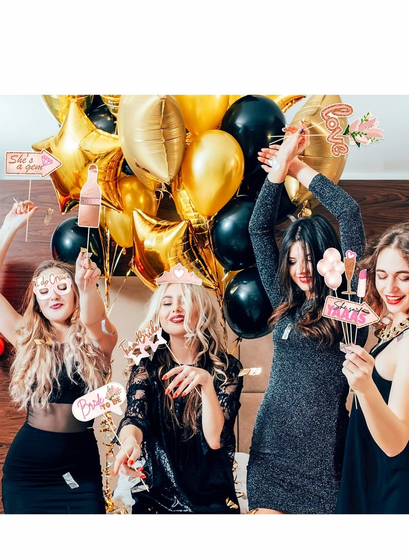 Elegant Rose Gold Bachelorette Party Photo Booth Props - 21 Pcs Bridal Shower Decorations for Memorable Celebrations - Image 5