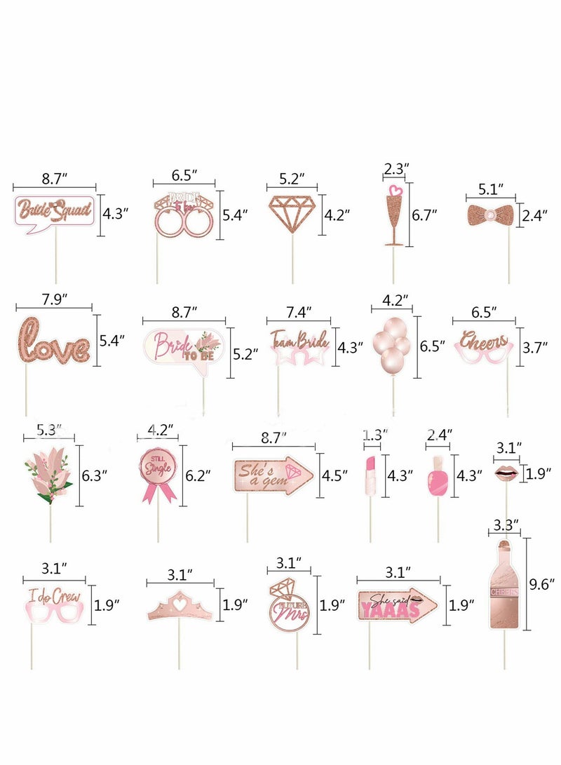 Elegant Rose Gold Bachelorette Party Photo Booth Props - 21 Pcs Bridal Shower Decorations for Memorable Celebrations - Image 2