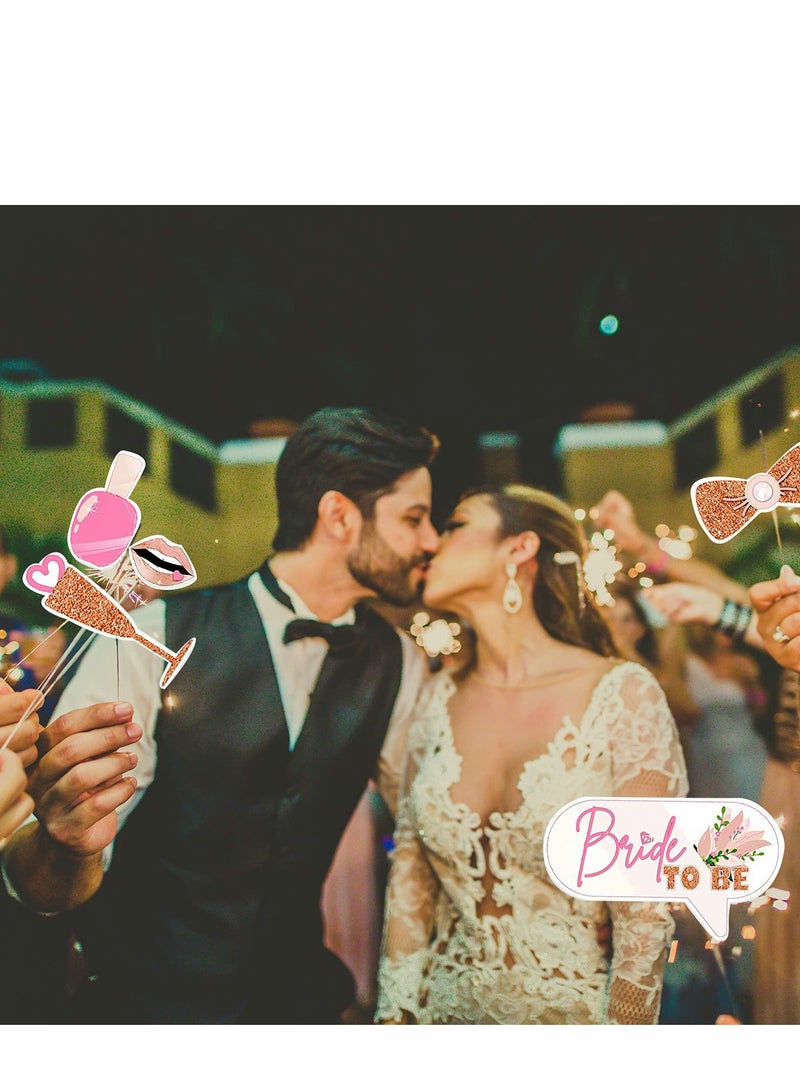 Elegant Rose Gold Bachelorette Party Photo Booth Props - 21 Pcs Bridal Shower Decorations for Memorable Celebrations - Image 4